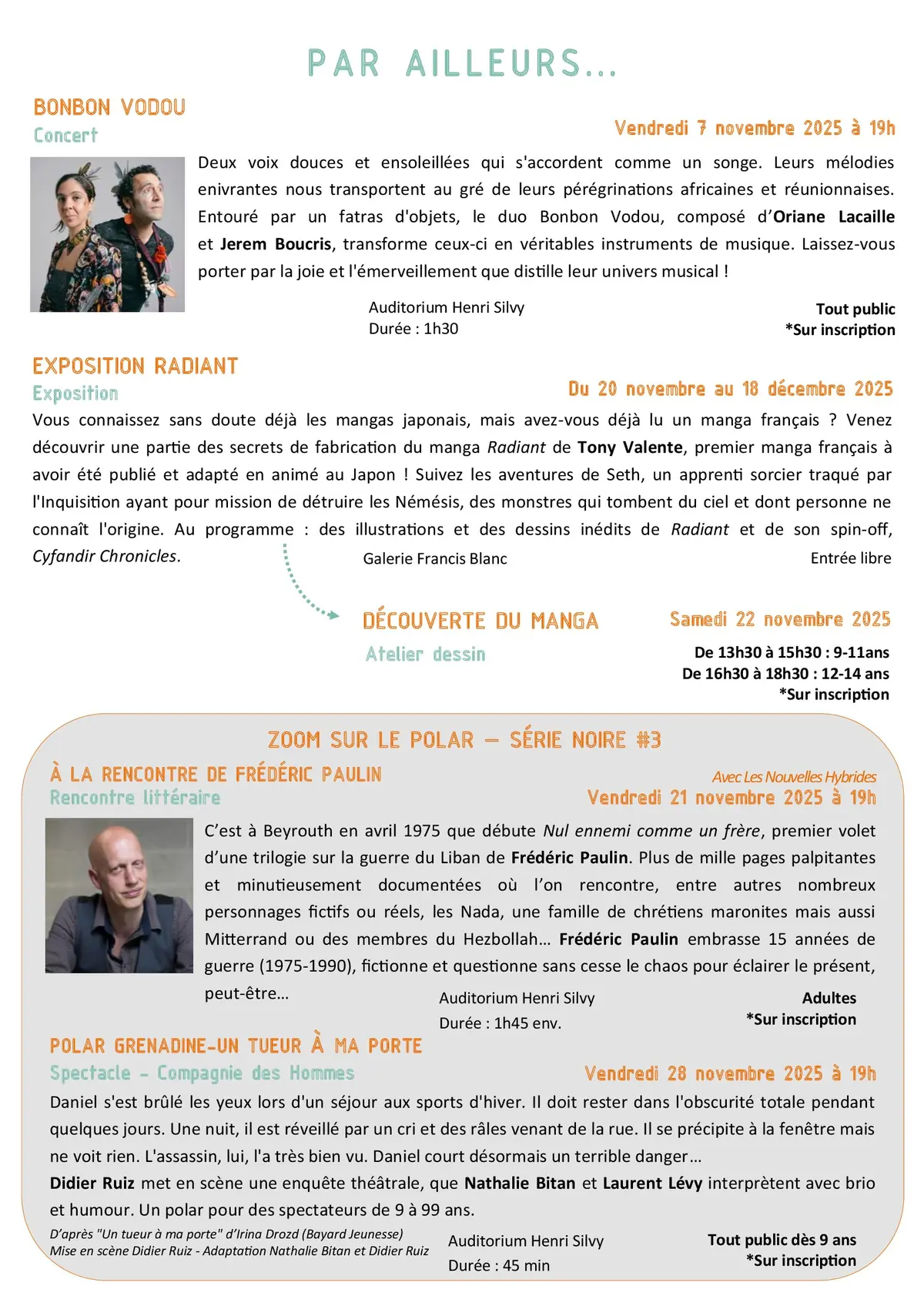 Programme médiathèque Novembre