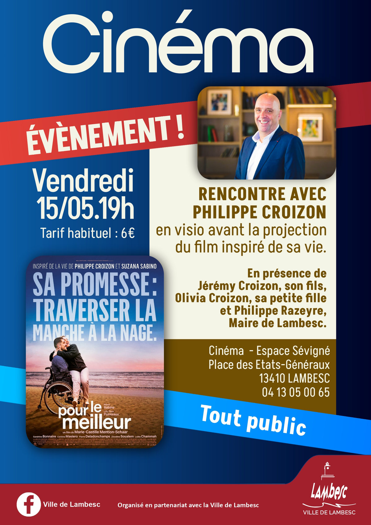 Projection de Pour le meilleur et rencontre en visioconférence avec Philippe Croizon