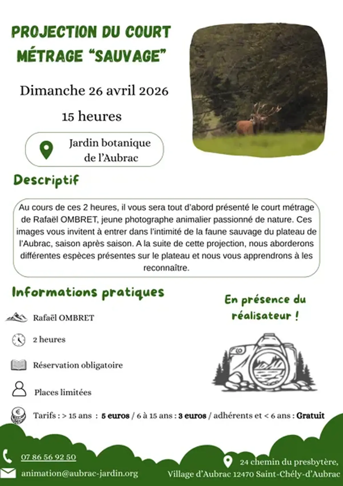 Projection du court métrage Sauvage