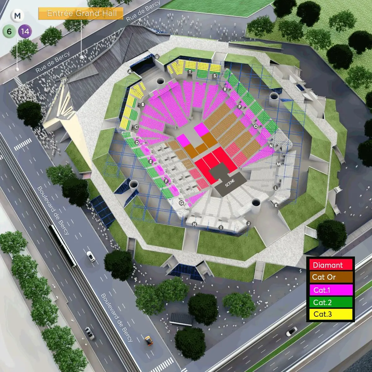 Le plan de l'Accor Arena pour les Pussycat Dolls