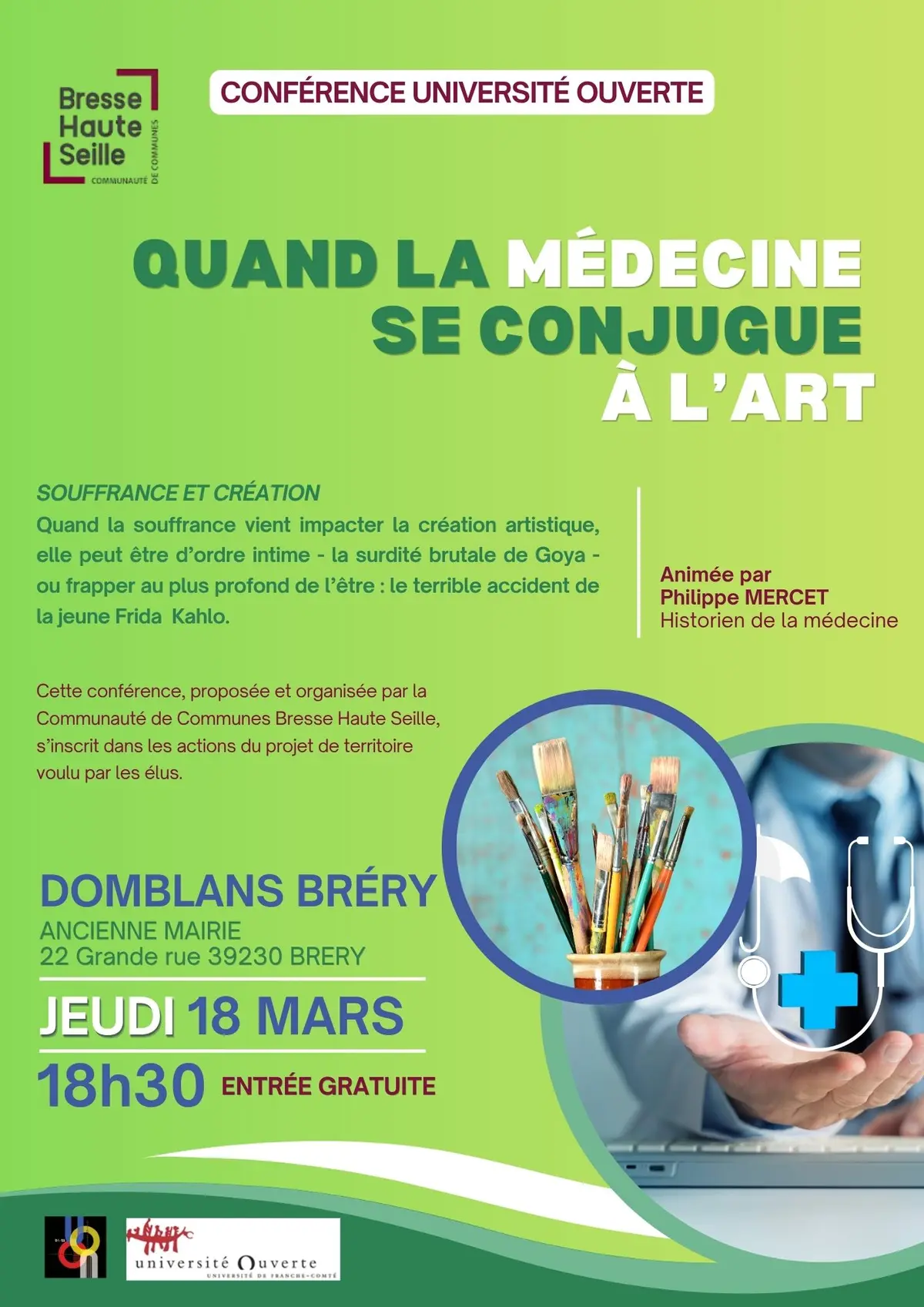 Quand la médecine se conjugue à l'art - Conférence de l'Université Ouverte