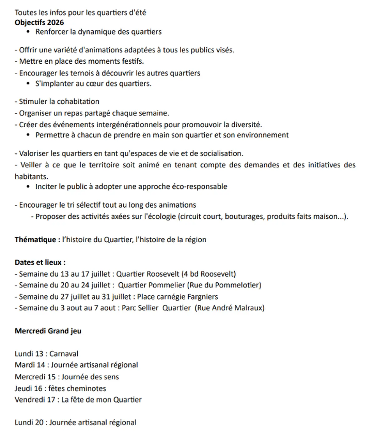 Quartiers d'été