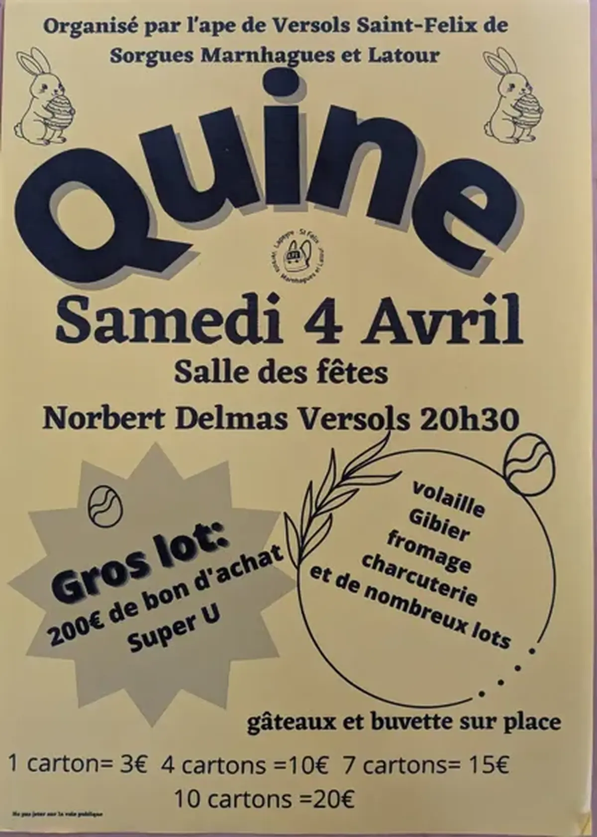 Quine de l'APE Versols et St Félix