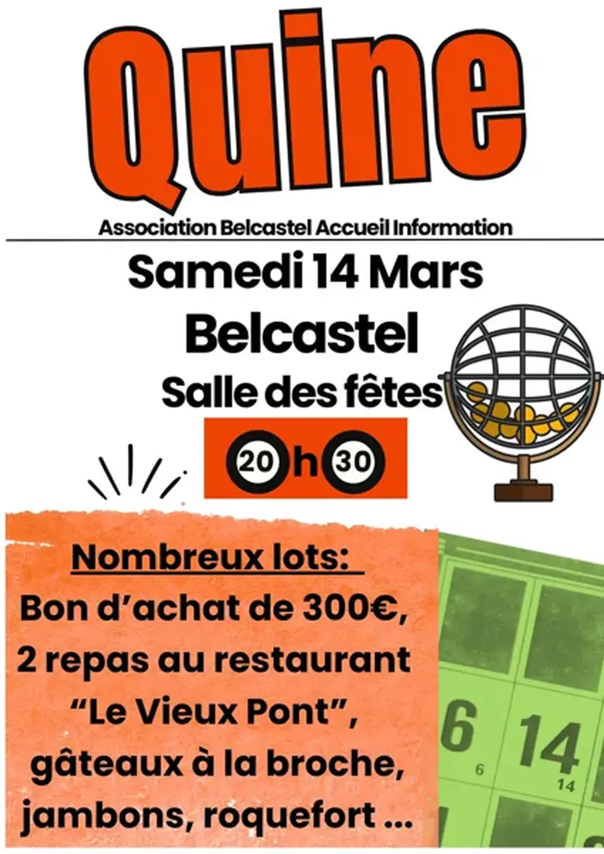 Quine de l'association Belcastel Accueil Information