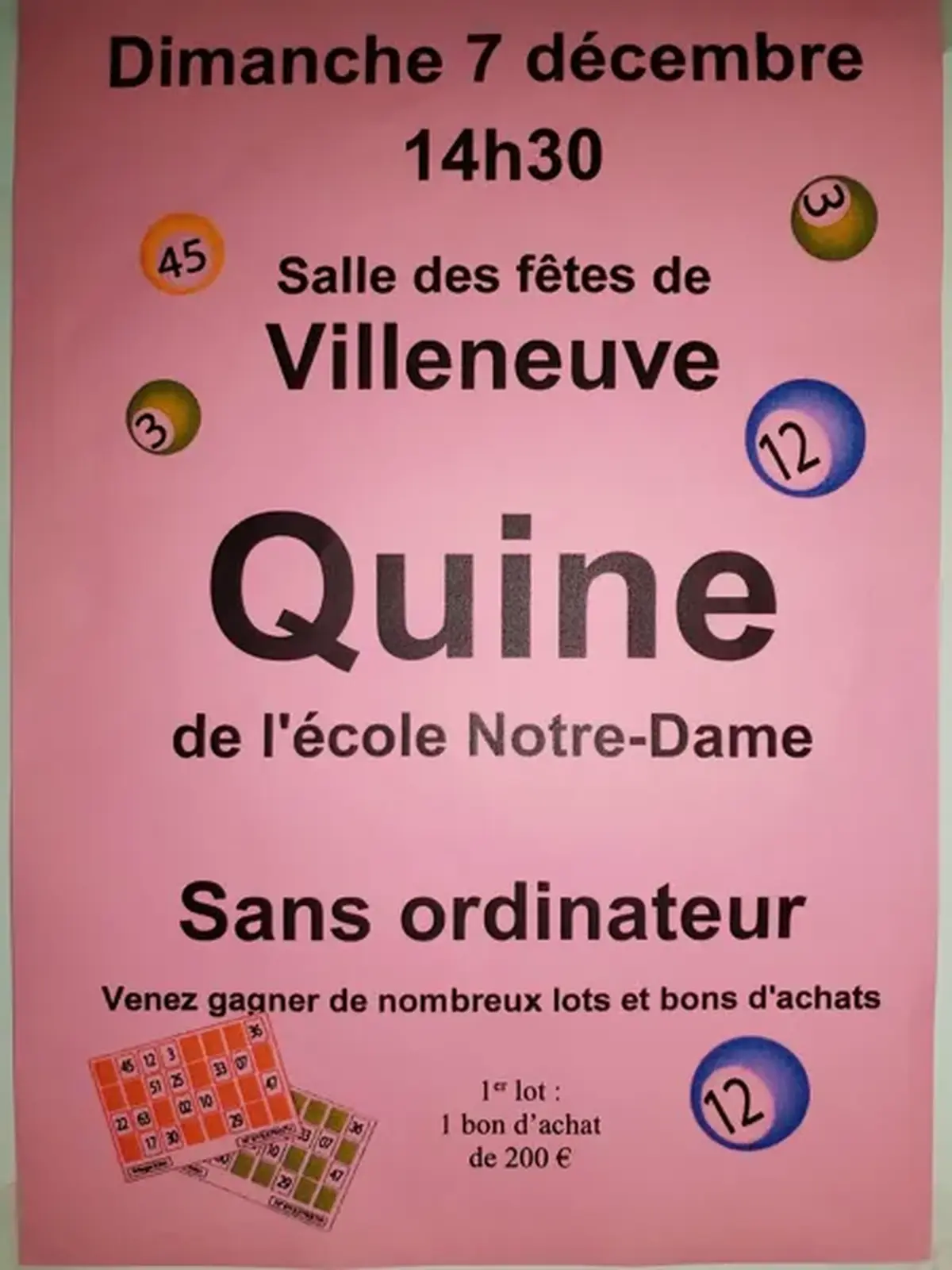 Quine de l'école Notre-Dame