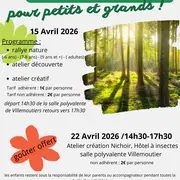 Rallye nature, atelier découverte, atelier créatif