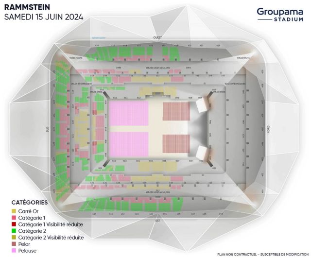 Le plan du Groupama Stadium pour le concert de Rammstein