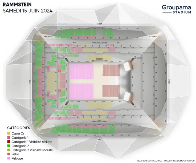 Le plan du Groupama Stadium pour le concert de Rammstein
