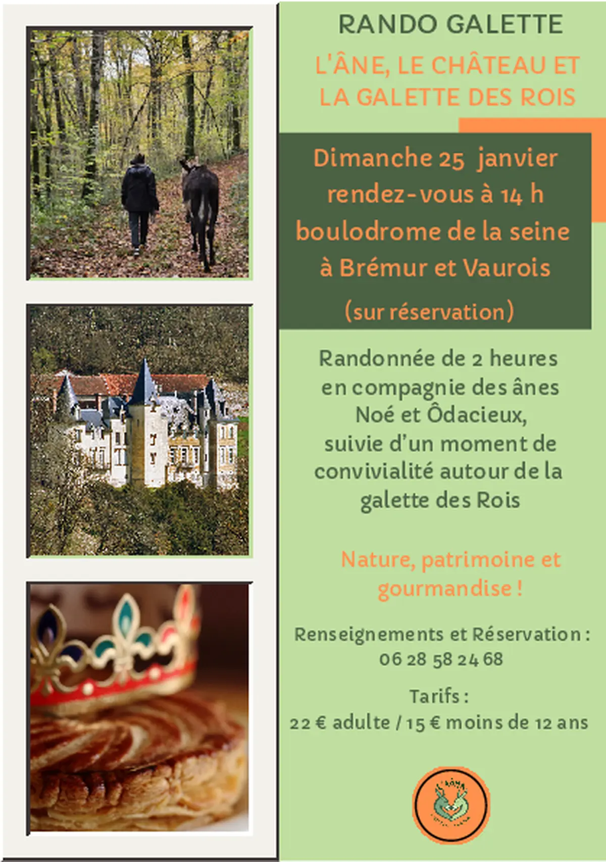 Rando galette : l'âne, le chemin, le château et la galette des rois