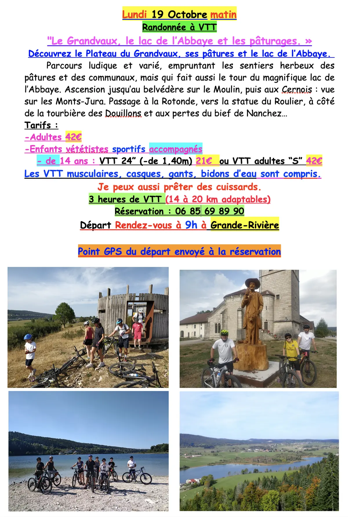 Rando VTT : le Grandvaux, le lac de l'Abbaye et les pâturages.