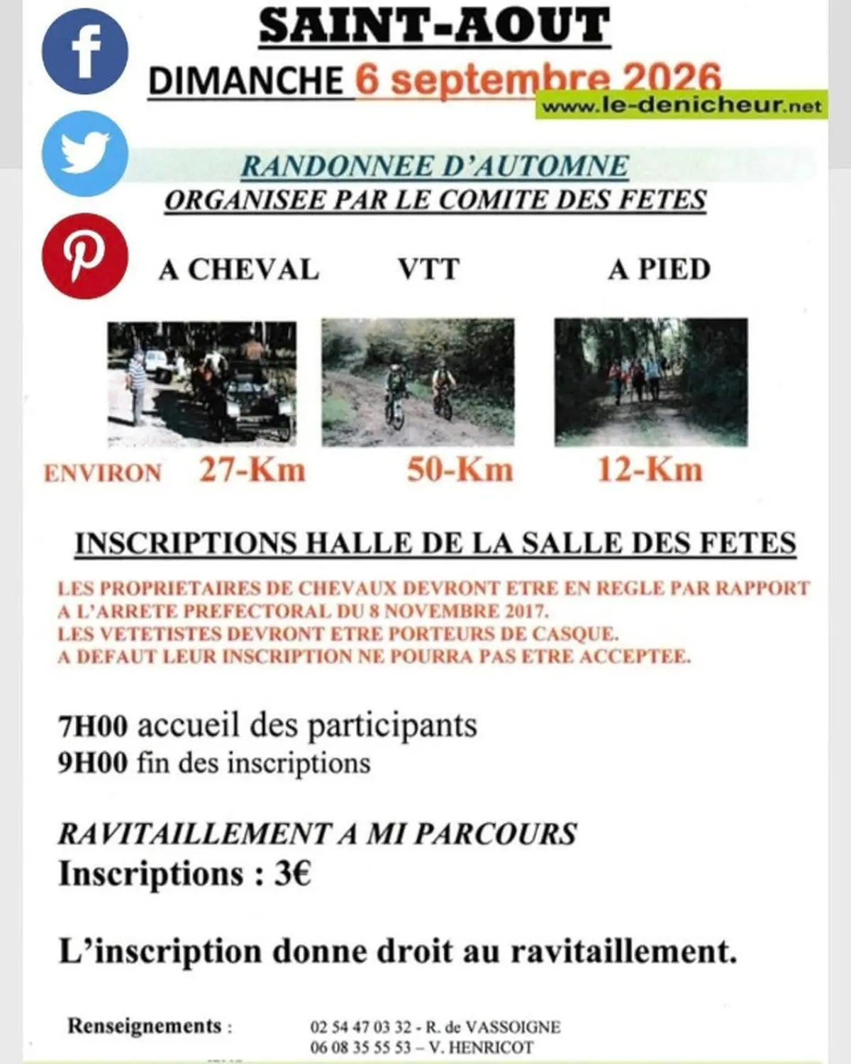 Randonnée à cheval, VTT et à pied