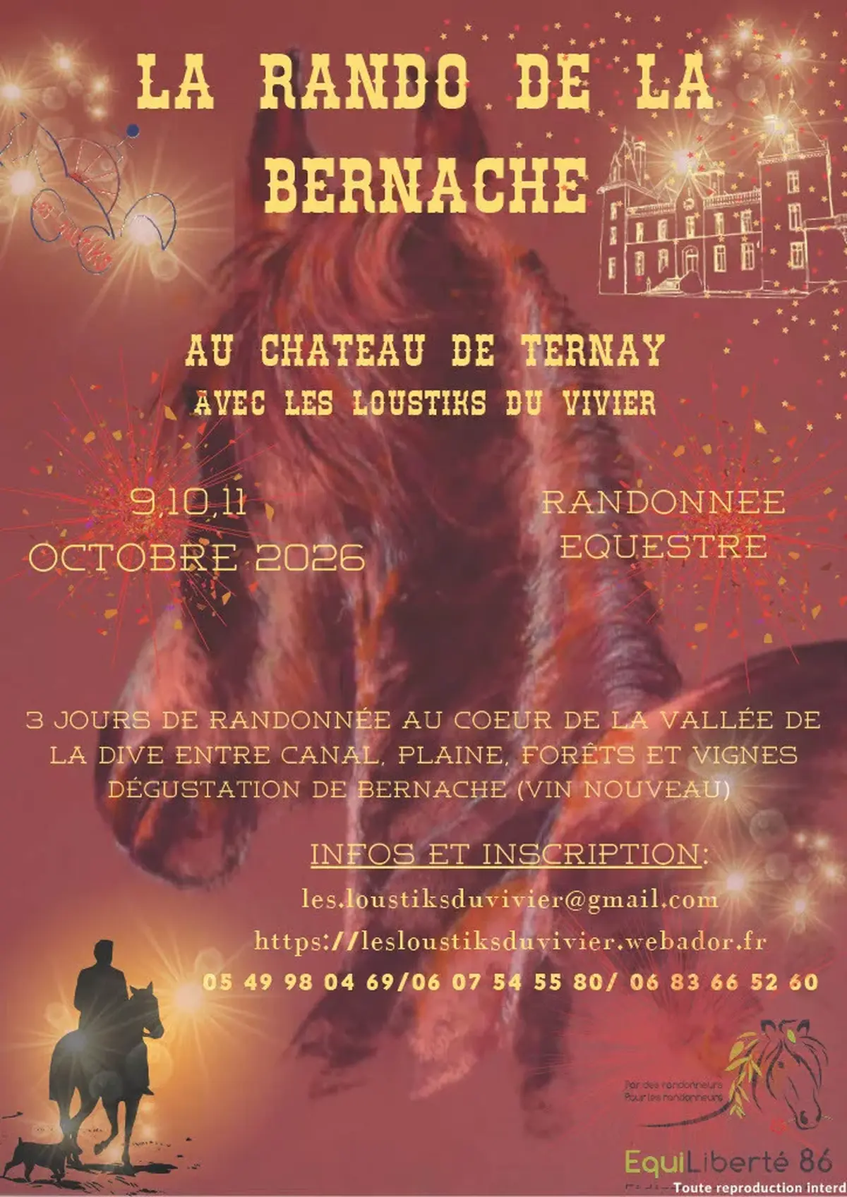 Randonnée  de la bernache : randonneurs, cavaliers, attelages et VTT