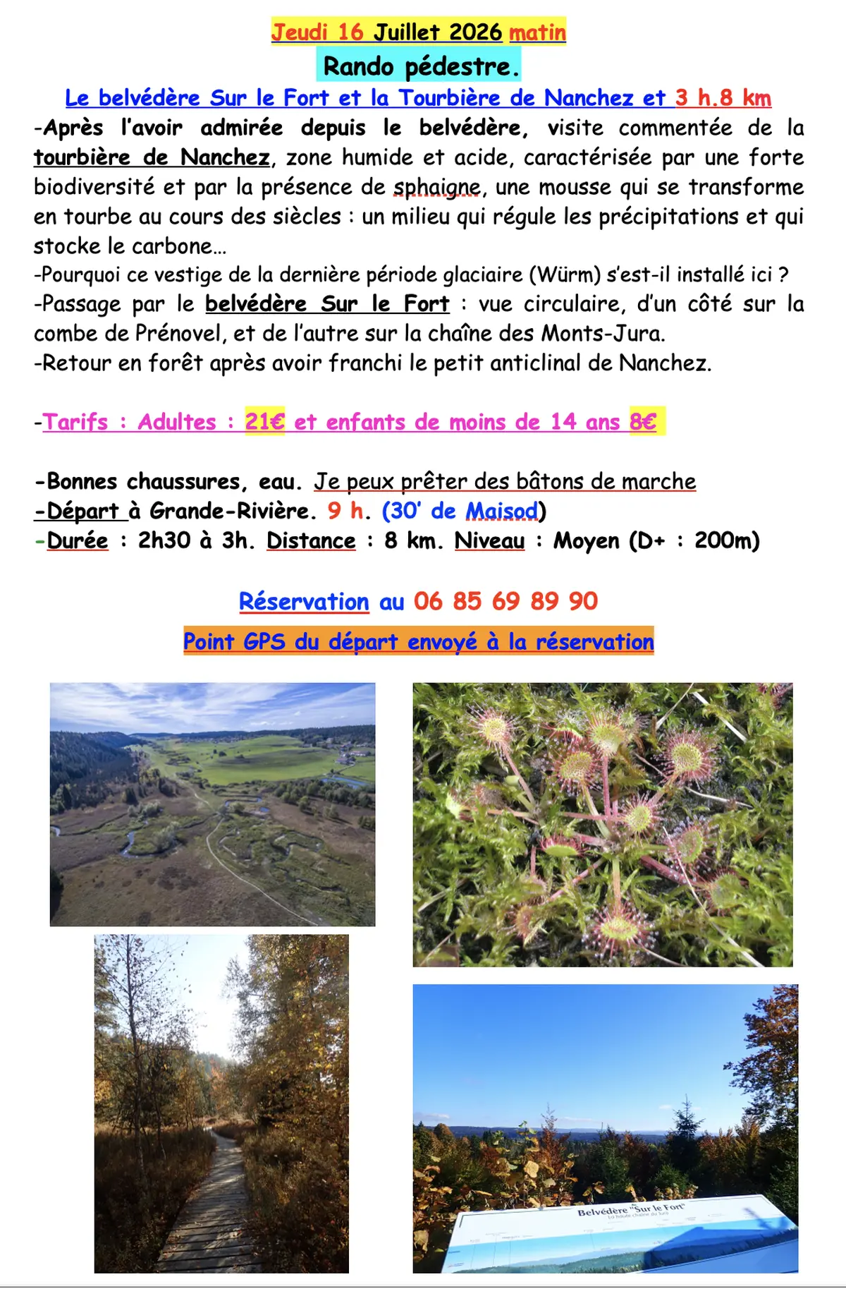 Randonnée - La tourbière de Prénovel et le belvédère sur le Fort