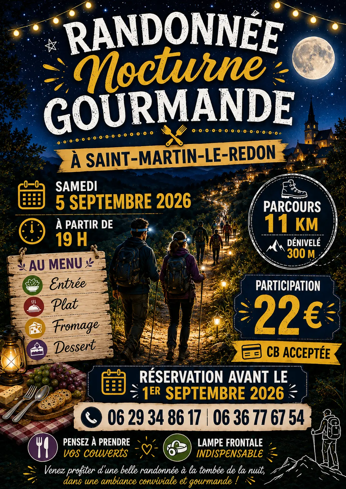 Randonnée nocturne gourmande à Saint-Martin-le-Redon