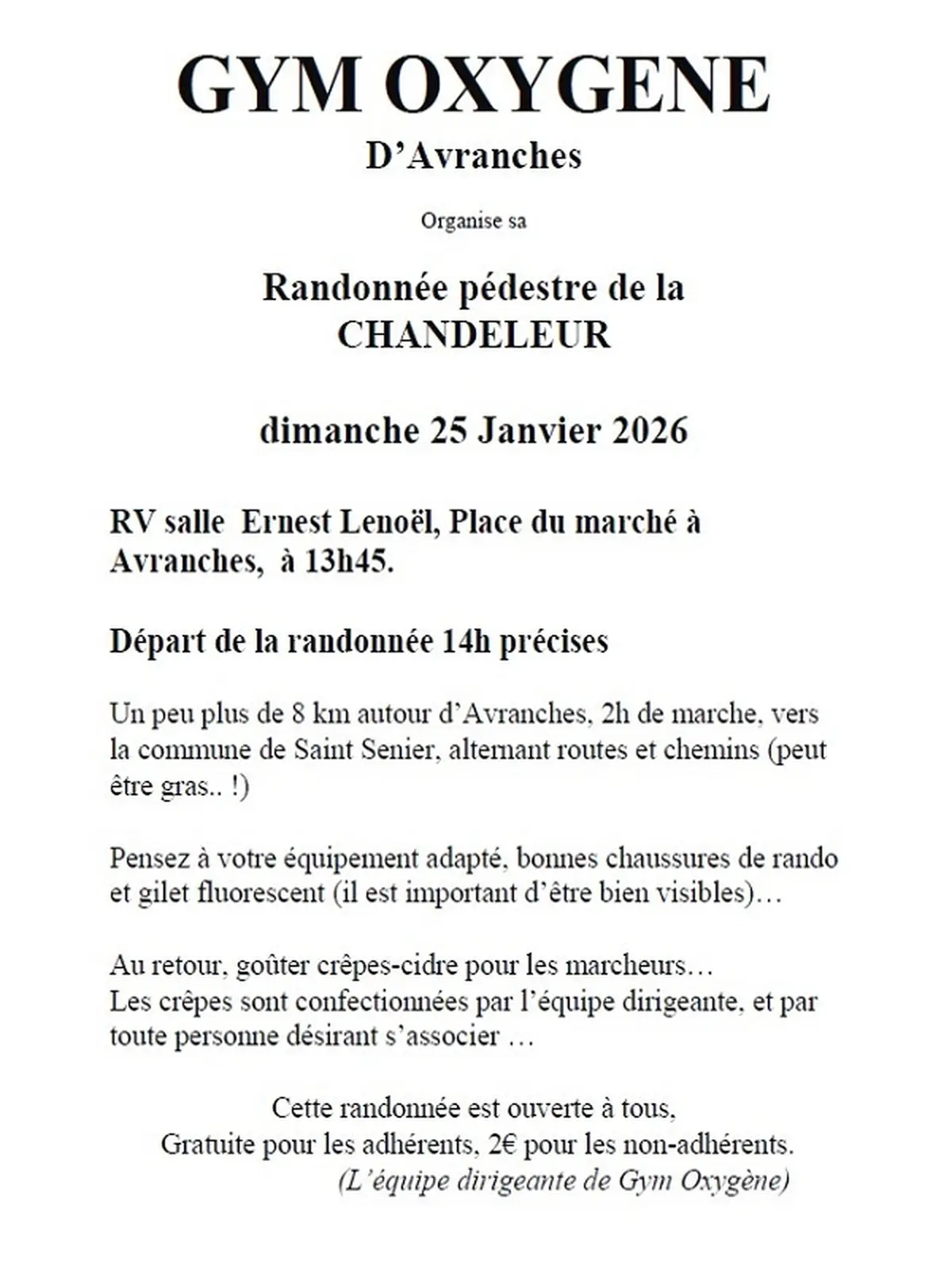Randonnée pédestre de la Chandeleur
