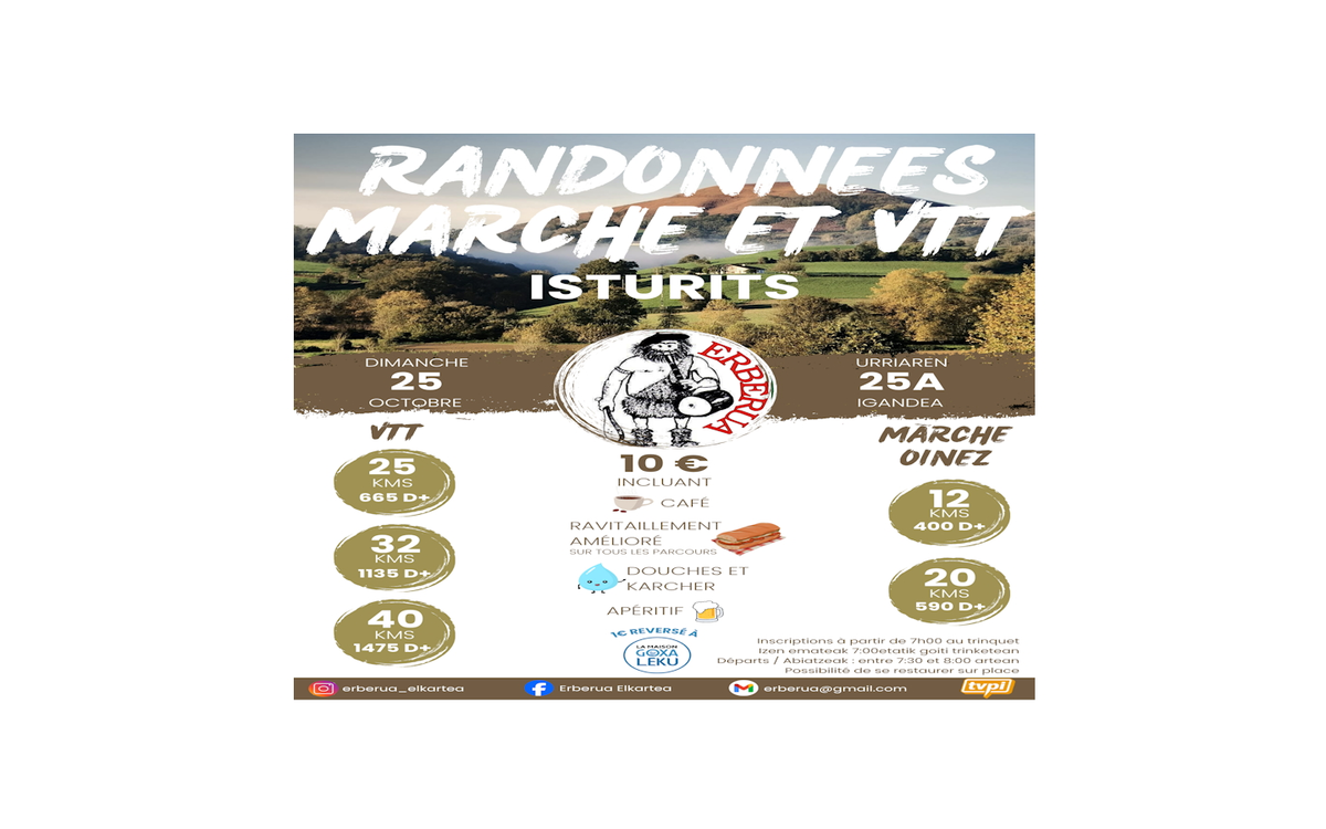 Randonnée pédestre et VTT à Isturits