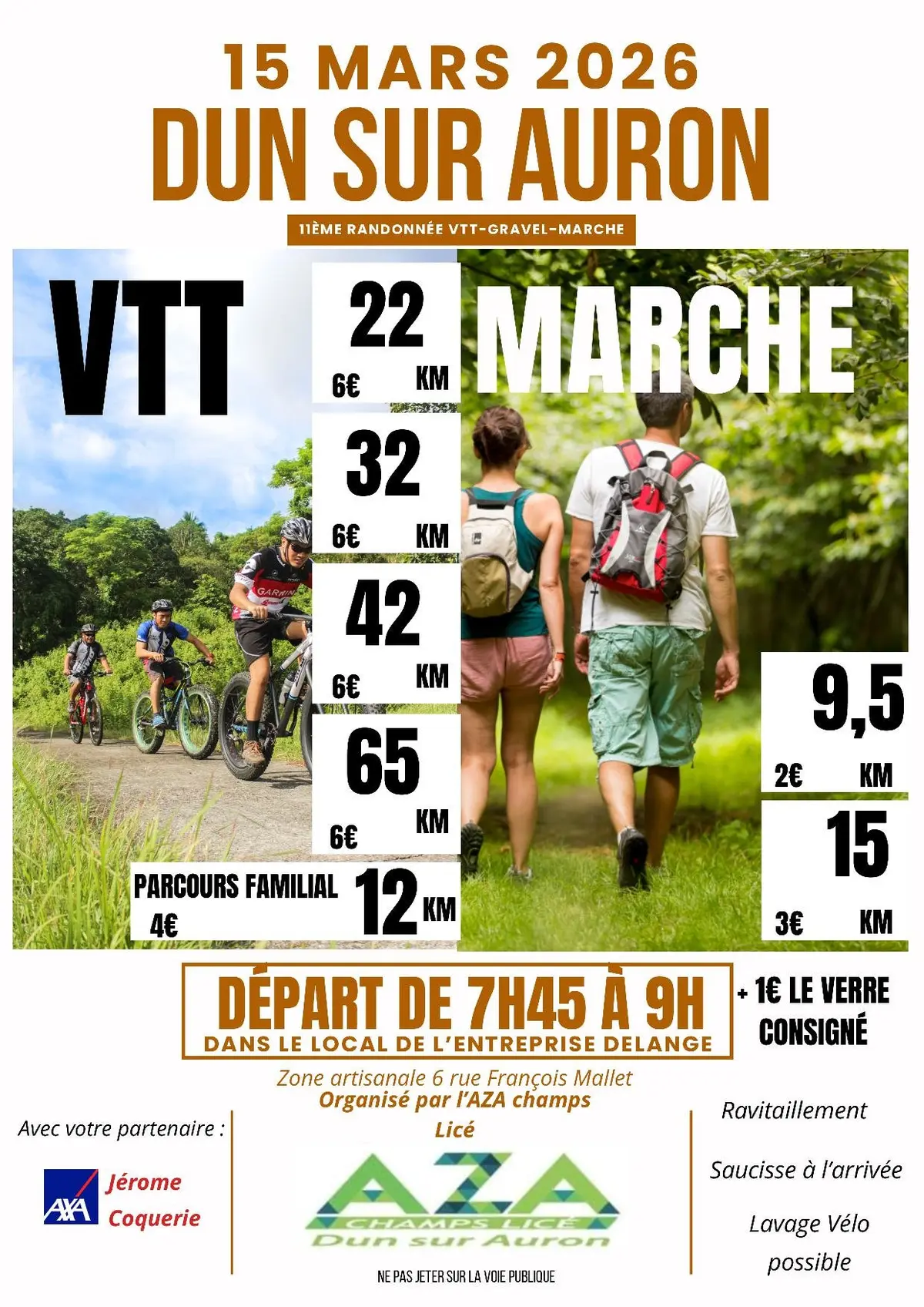 Randonnée VTT - Gravel - pédestre organisée par l'AZA du Champ de Licé