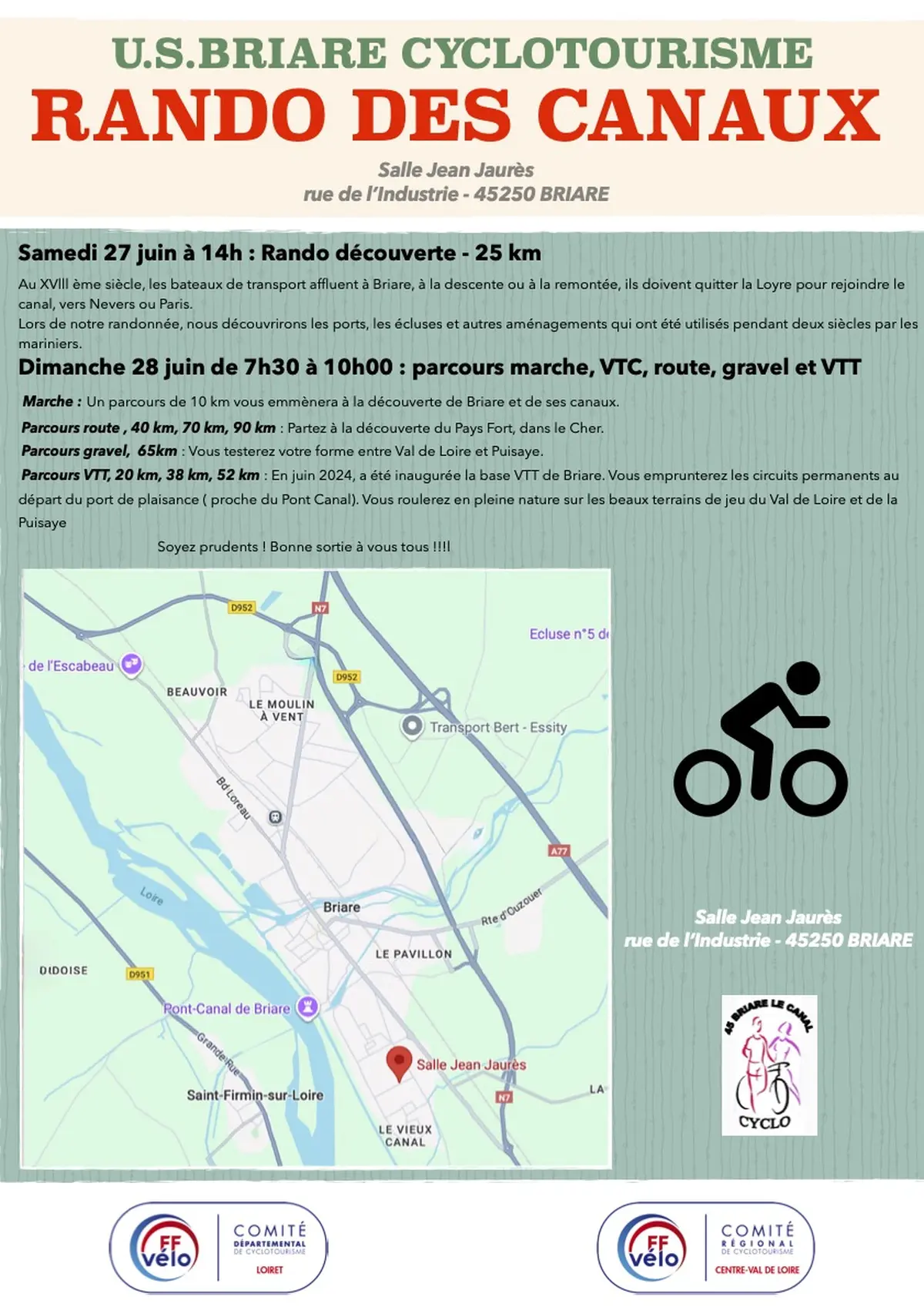 Randonnées des canaux - VTT, gravel, route, marche