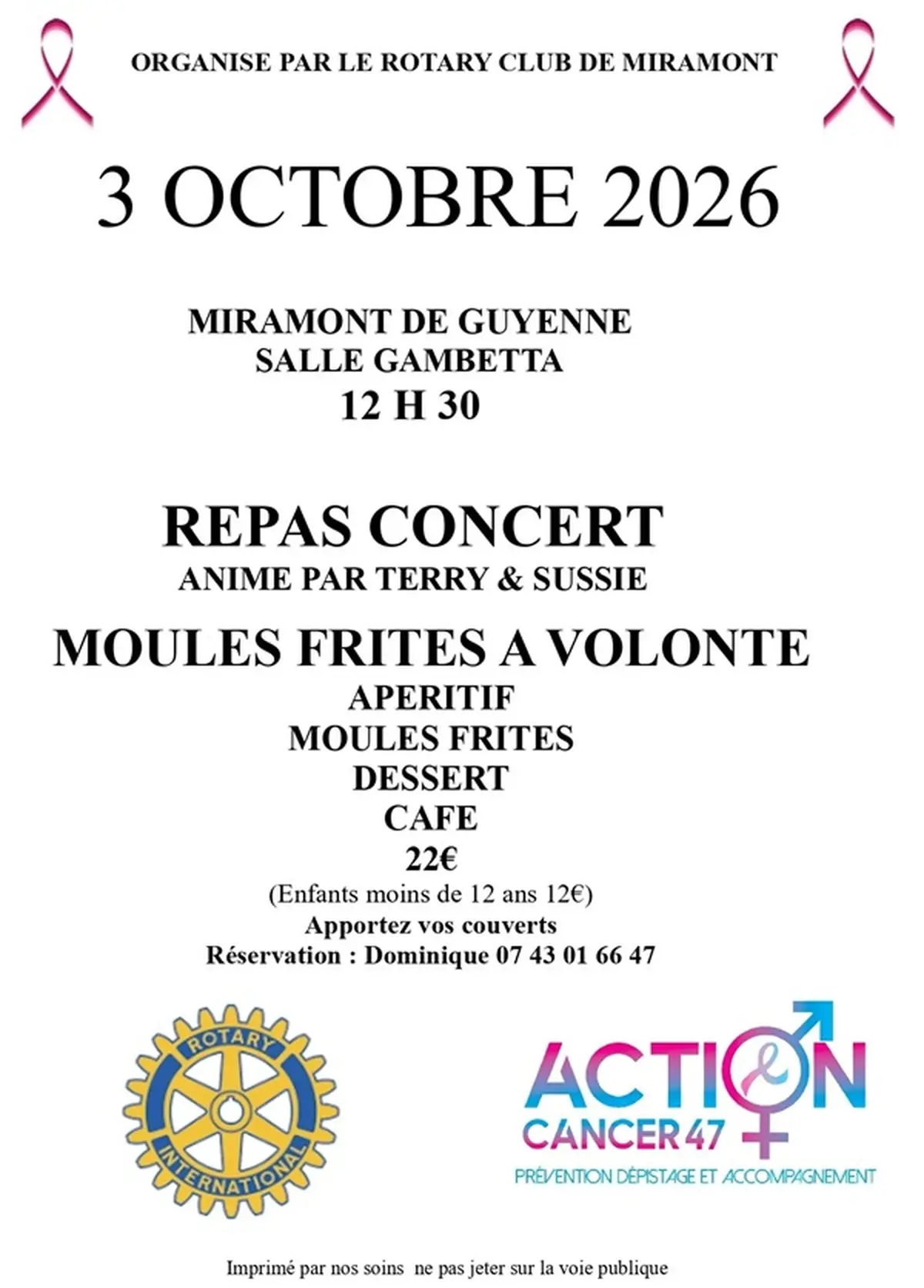 Rassemblement auto-moto et repas concert Octobre Rose