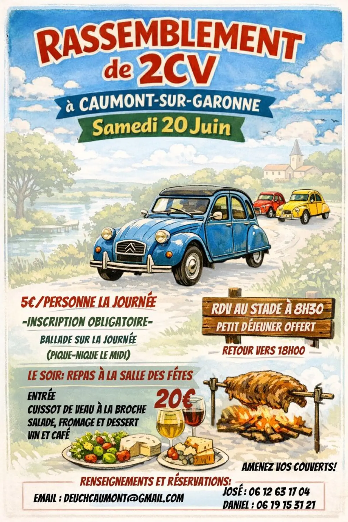 Rassemblement de 2CV à  Caumont sur Garonne
