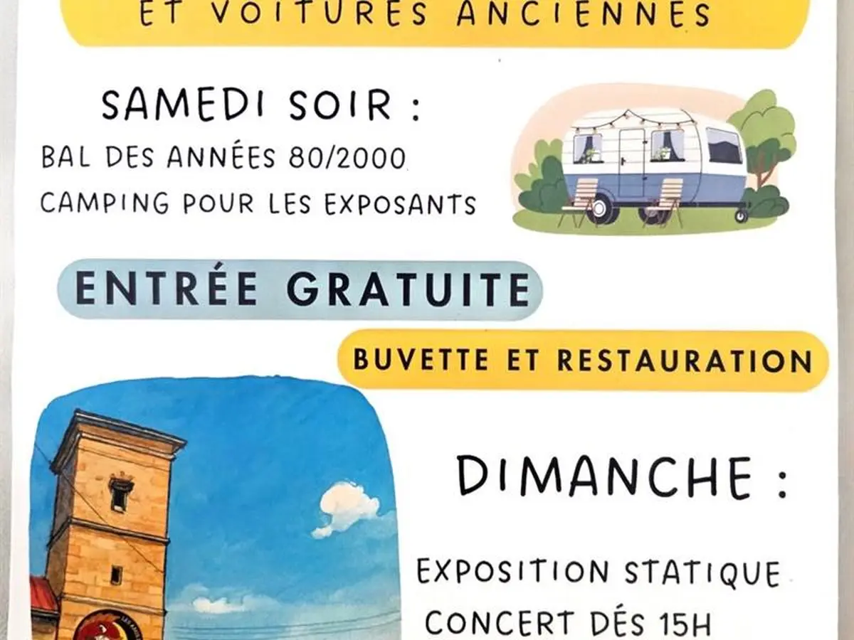 Rassemblement de motos et voitures anciennes