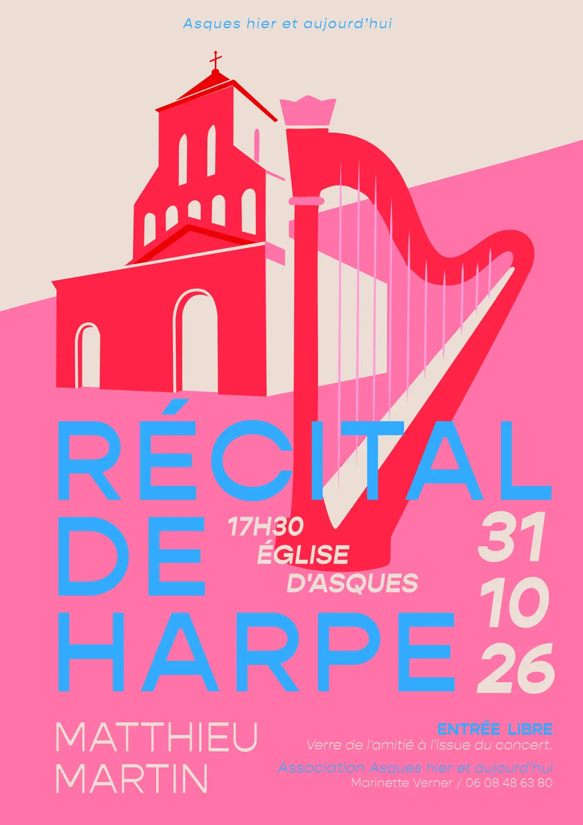 Récital de harpe de Matthieu Martin à l'église d'Asques