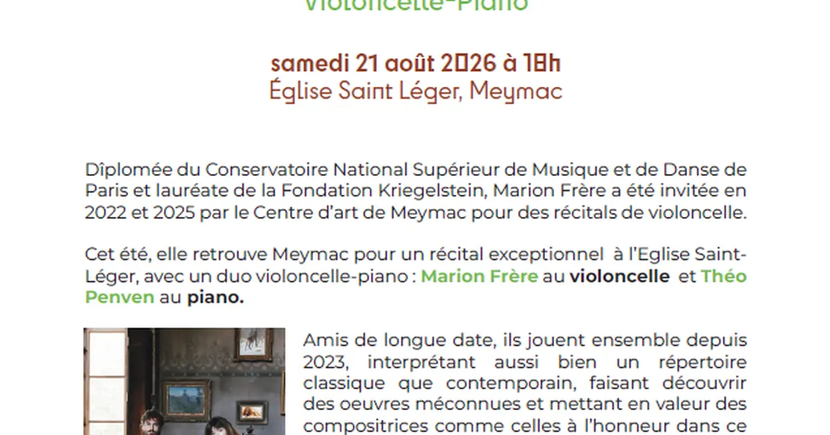 Récital Marion Frère et Théo Penven, violoncelle - piano