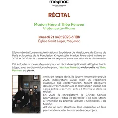 Récital Marion Frère et Théo Penven, violoncelle - piano