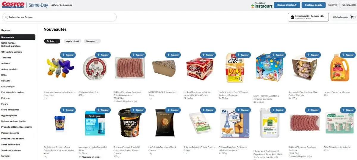 e principe est simple : vous faites vos courses en quelques clics et Costco vient à vous.