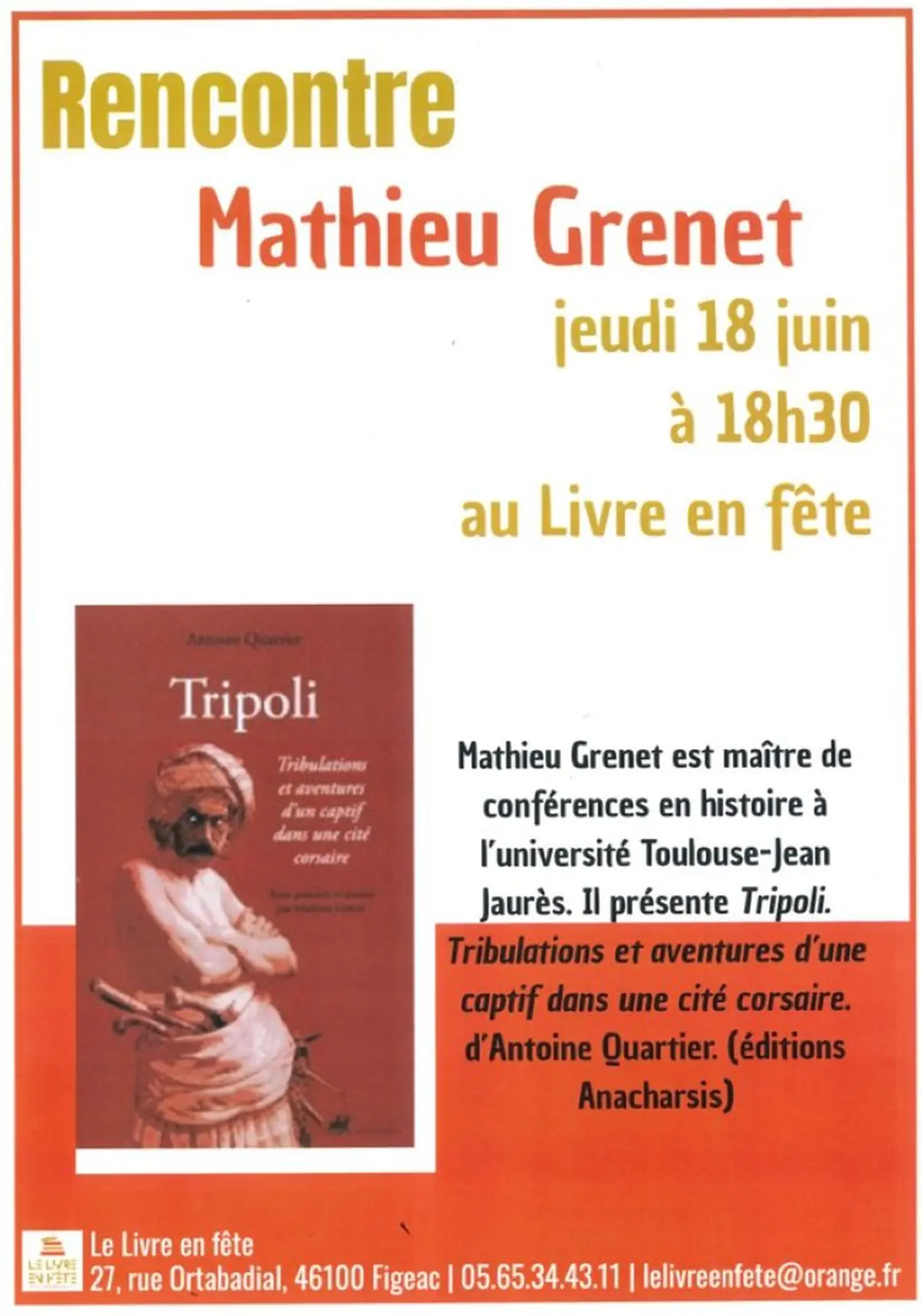 Rencontre autour du livre « Tripoli », au Livre en Fête à Figeac