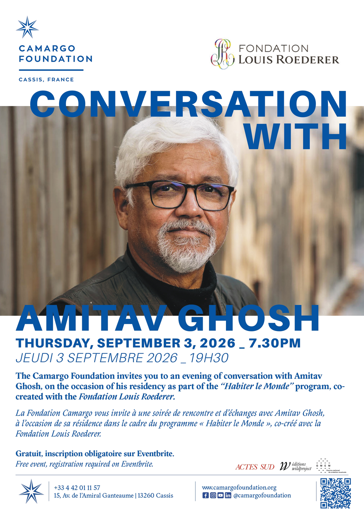 Rencontre avec Amitav Ghosh à la Fondation Camargo