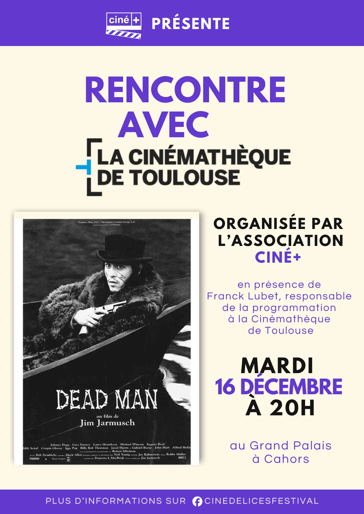 Rencontre avec la Cinémathèque de Toulouse : Projection de Dead Man de Jim Jarmusch