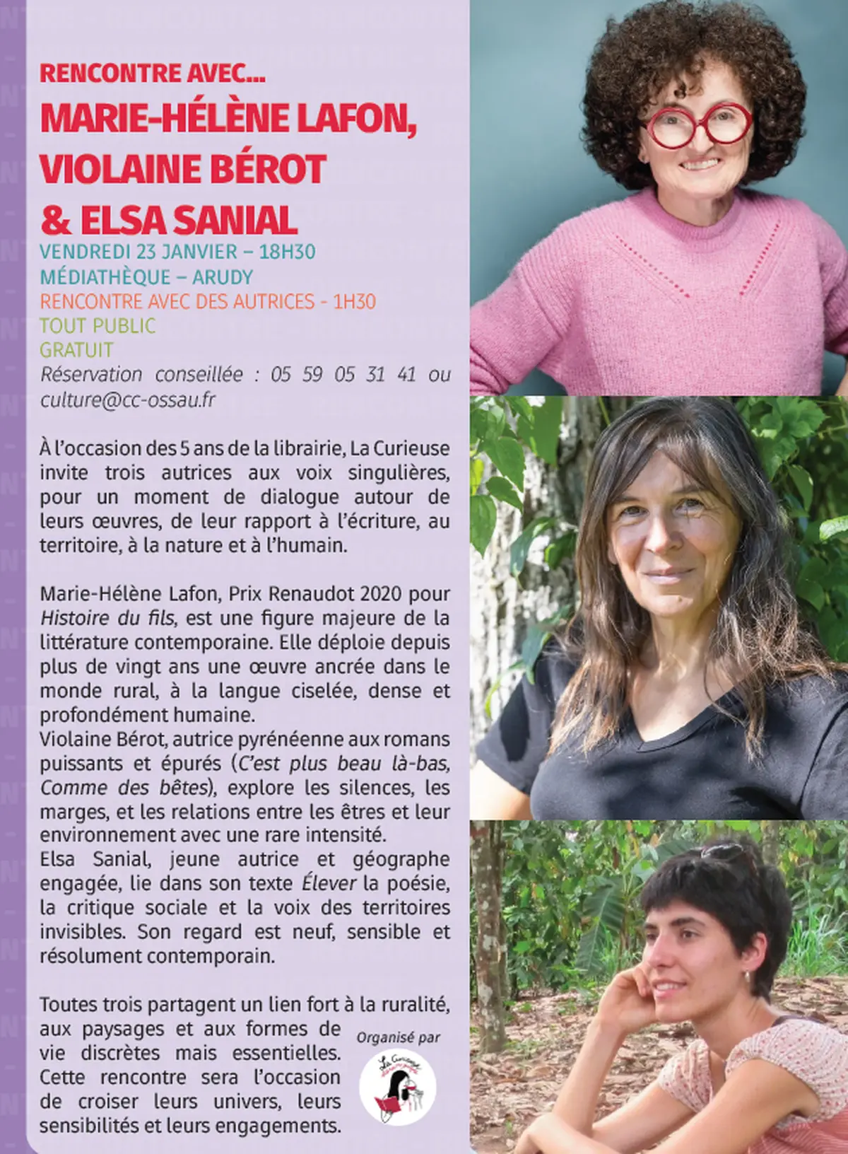 Rencontre avec... Marie-Hélène Lafon, Violaine Bérot et Elsa Sanial