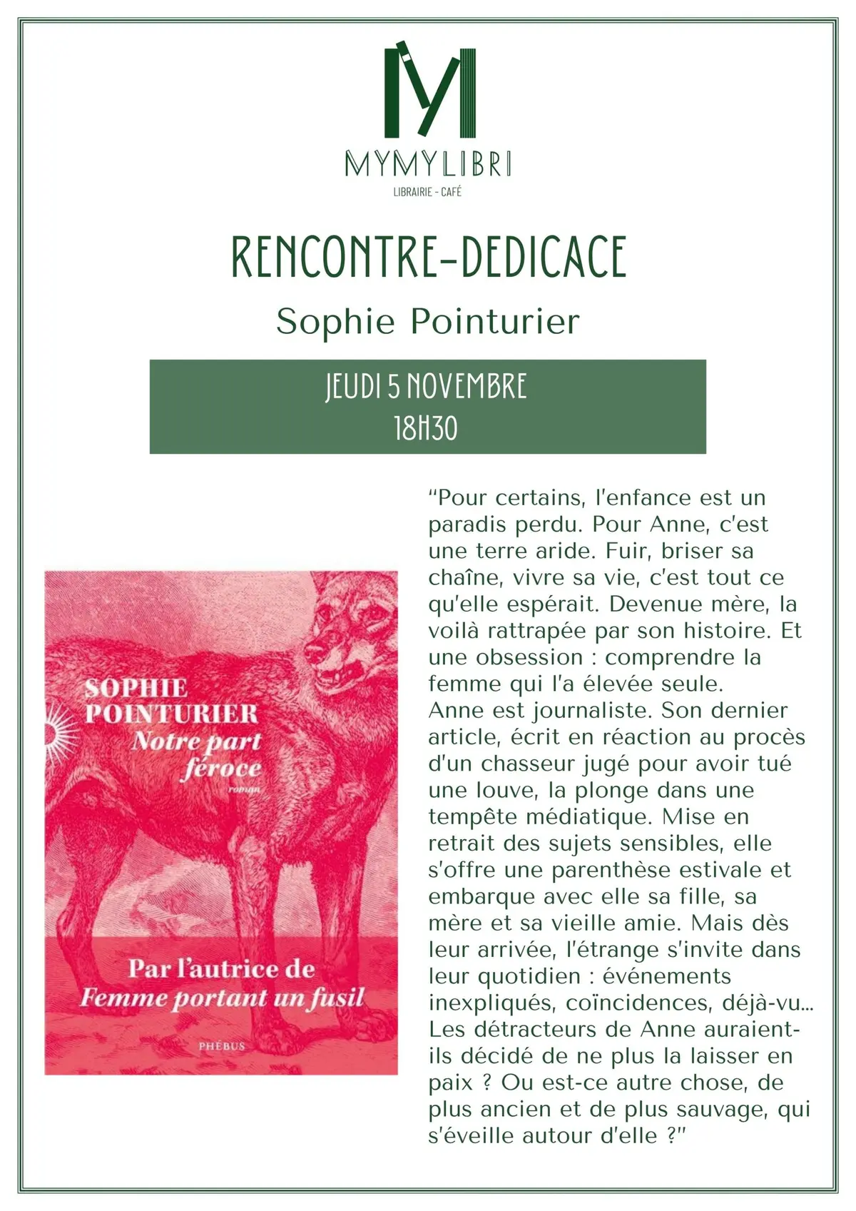 Rencontre dédicace avec Sophie Pointurier