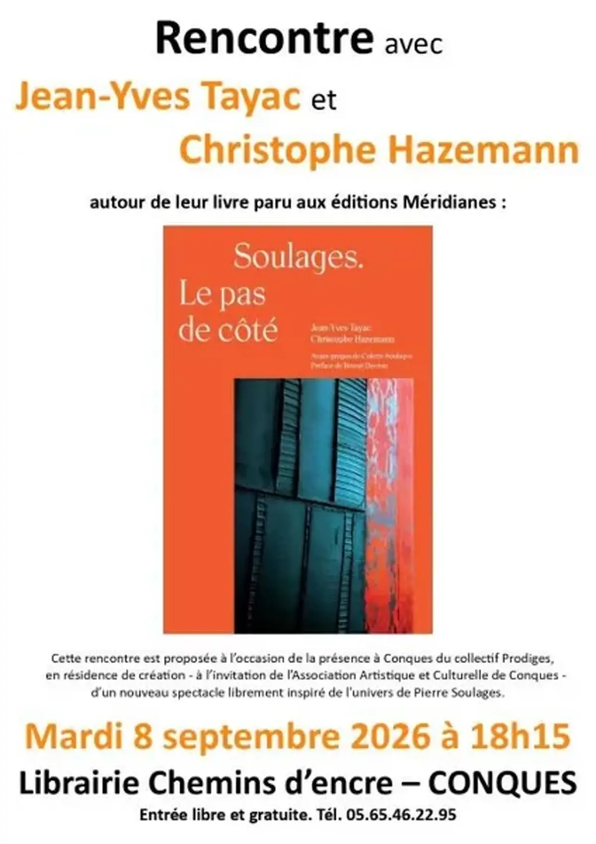 Rencontre littéraire : Soulages. Le pas de côté