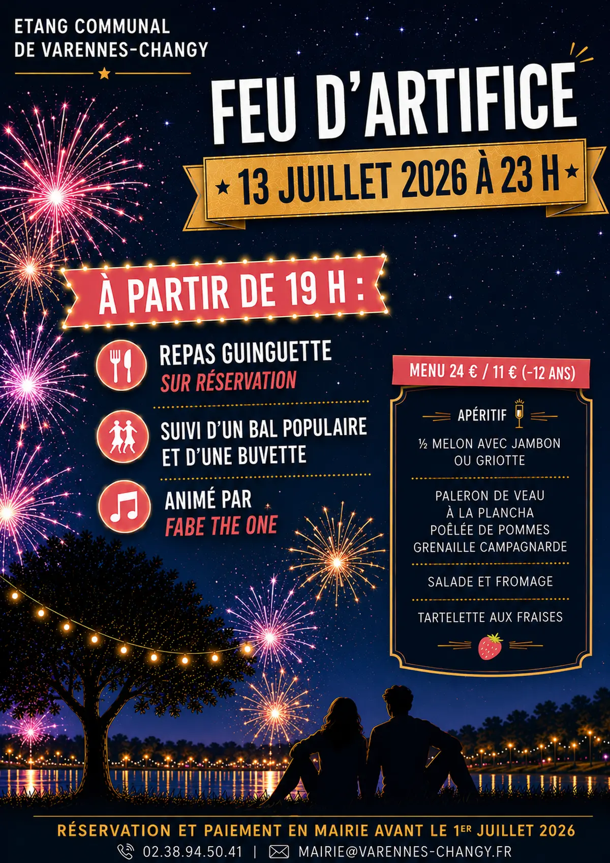 Repas bal et feu d'artifice