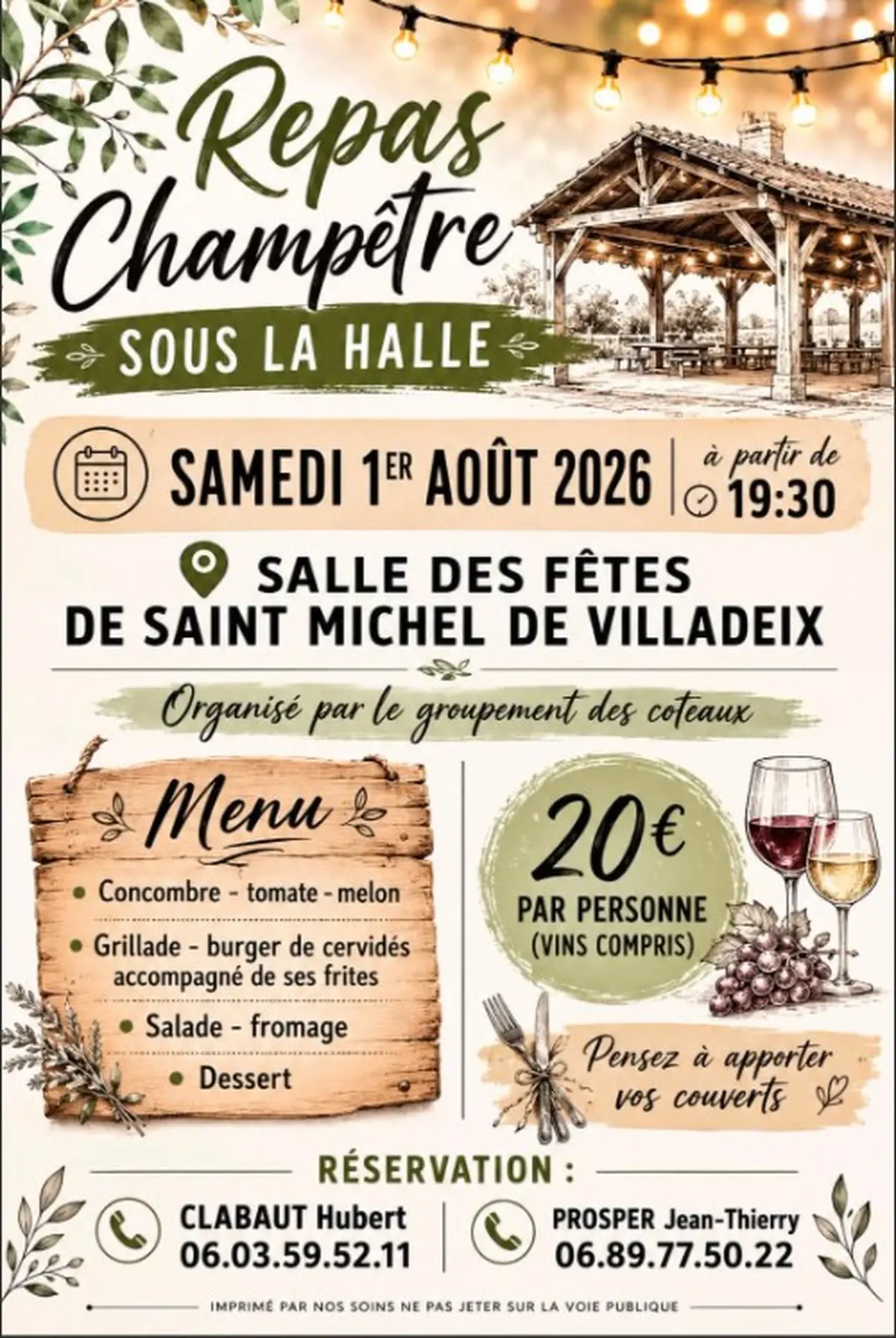 Repas champêtre sous la halle - Saint Michel de Villadeix