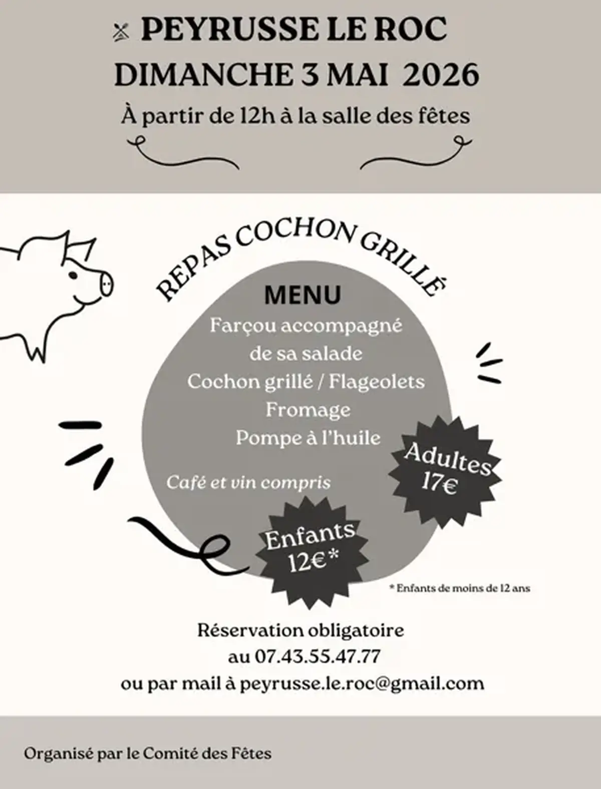 Repas cochon grillé