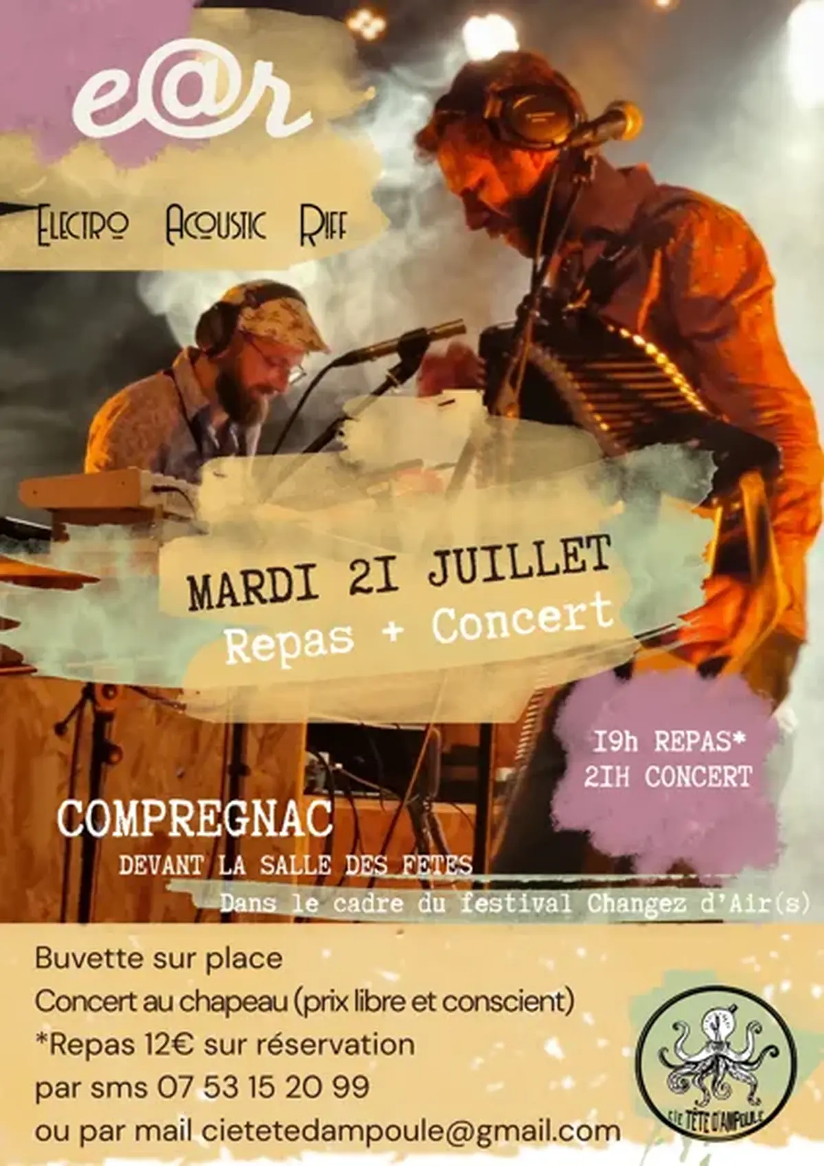 Repas + Concert  en collaboration avec le festival Changez d'Airs  E@R Electro Acoustic Riff - Cie Tête d'Ampoule