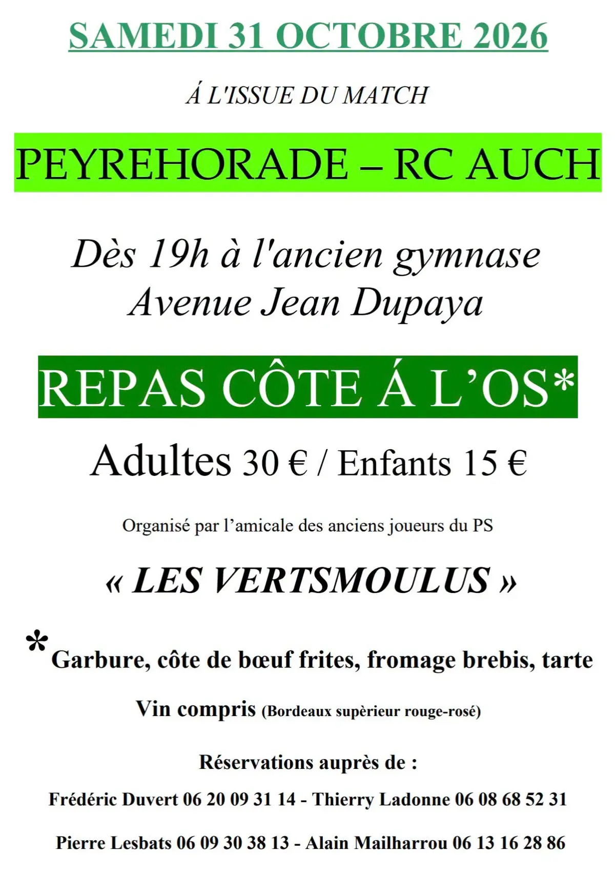 Repas Côte à l'os