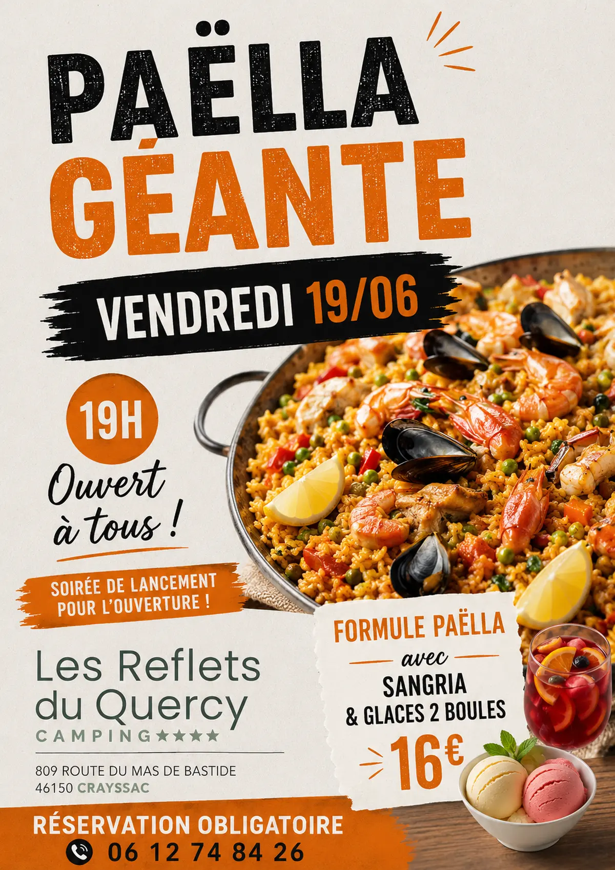 Repas d'ouverture au camping Les Reflets du Quercy