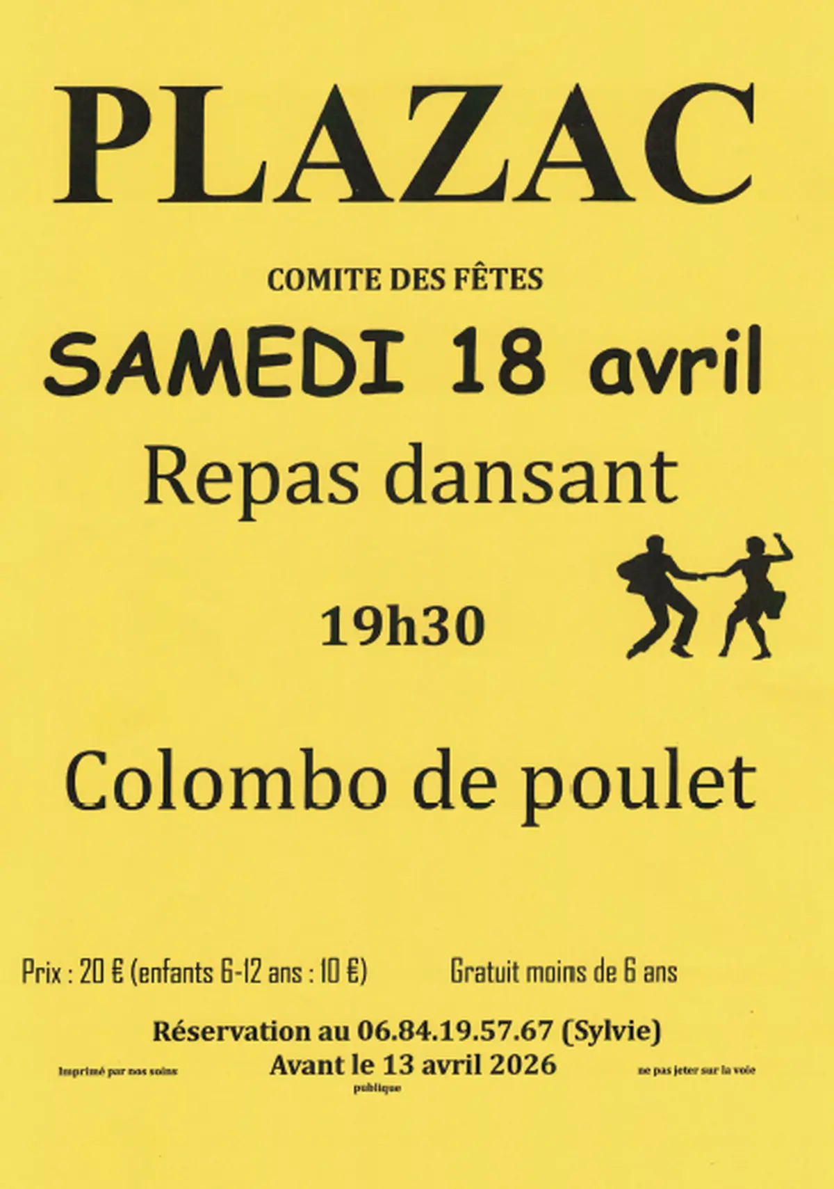 Repas dansant à Plazac