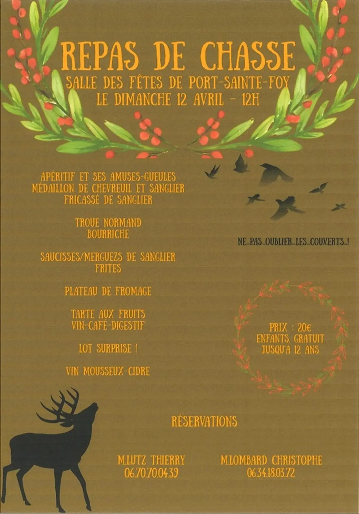 Repas de chasse de la société de chasse de Port-Sainte-Foy-et-Ponchapt