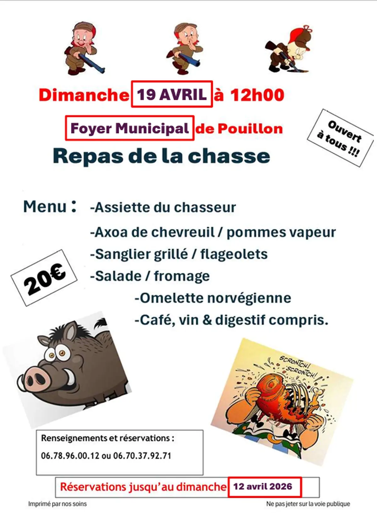 Repas de la chasse à Pouillon
