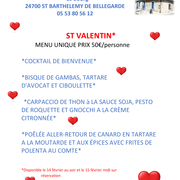 Repas de la St Valentin Restaurant Le Barthomé