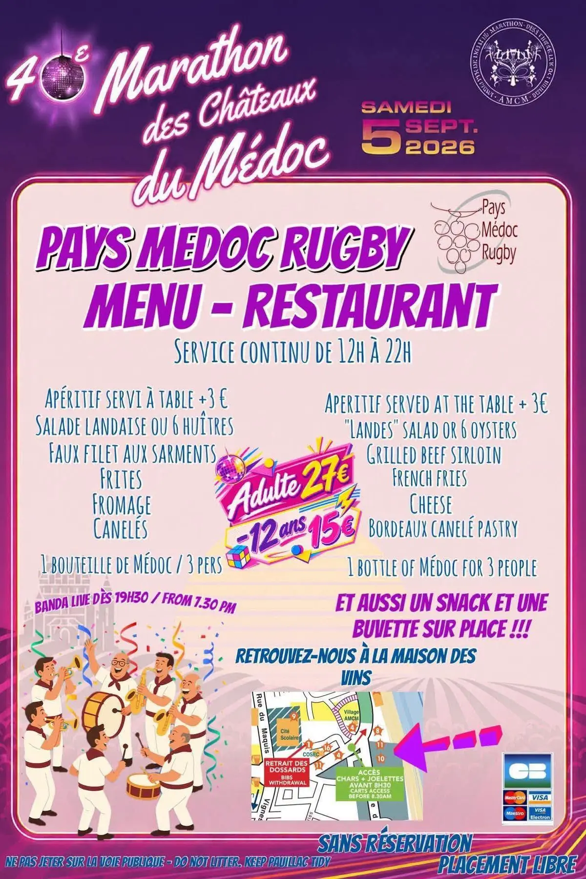 Repas du marathon du Pays Médoc Rugby