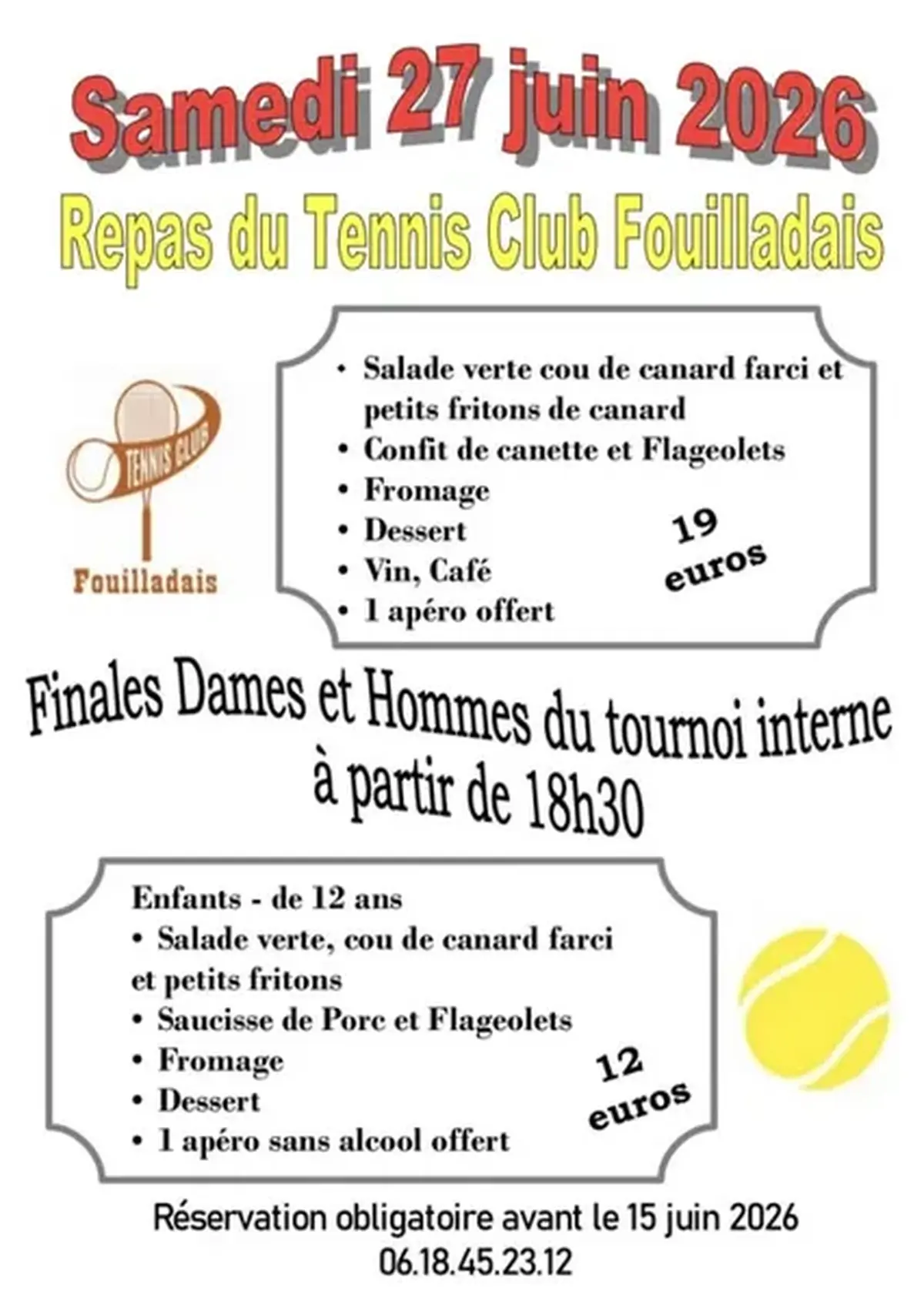 Repas du tennis club fouilladais