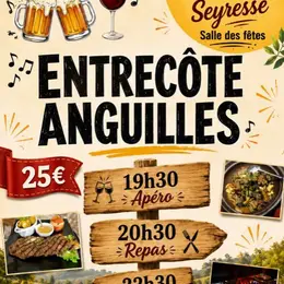 Repas entrecôtes anguilles
