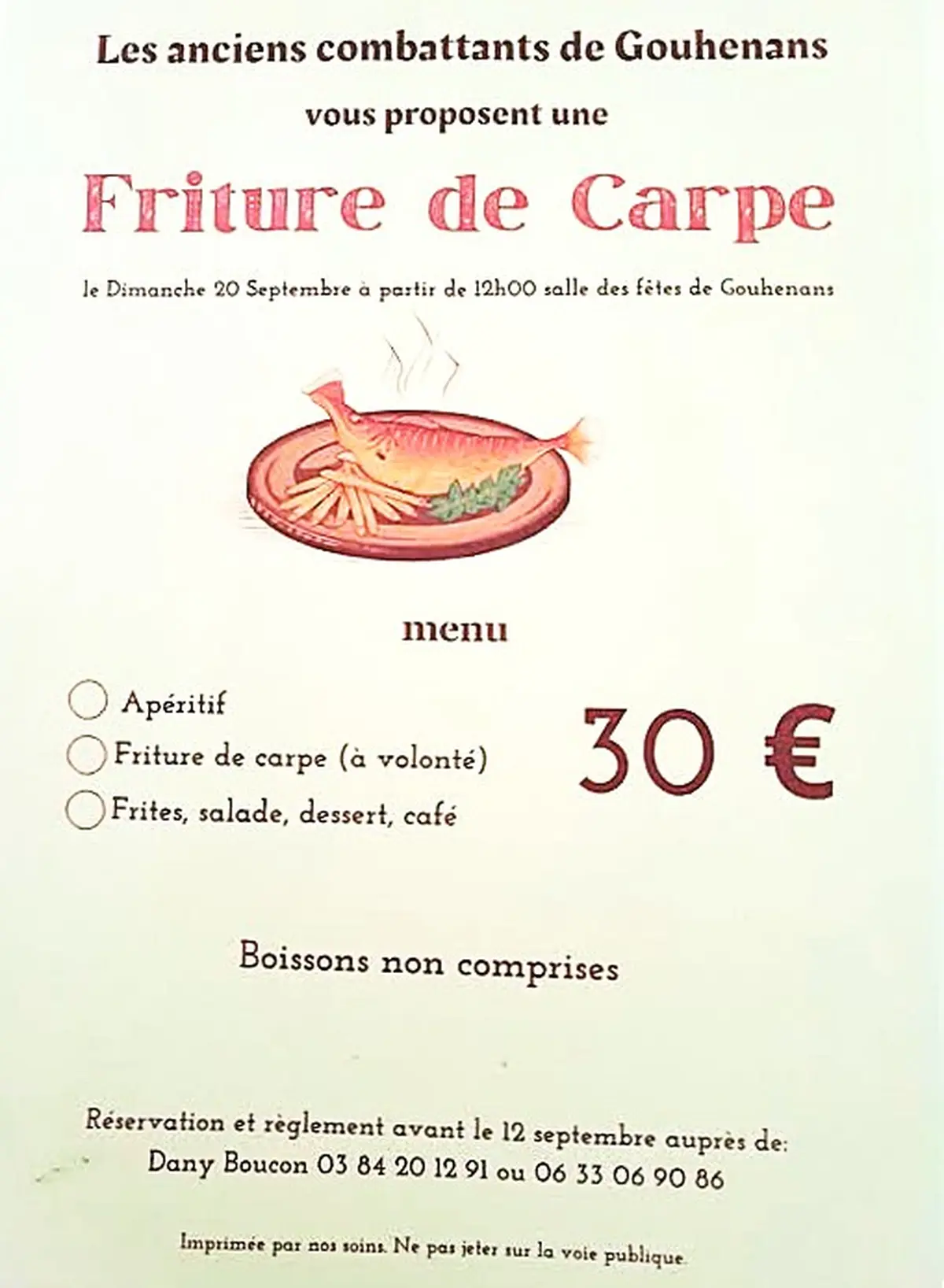 Repas friture de carpes à Gouhenans