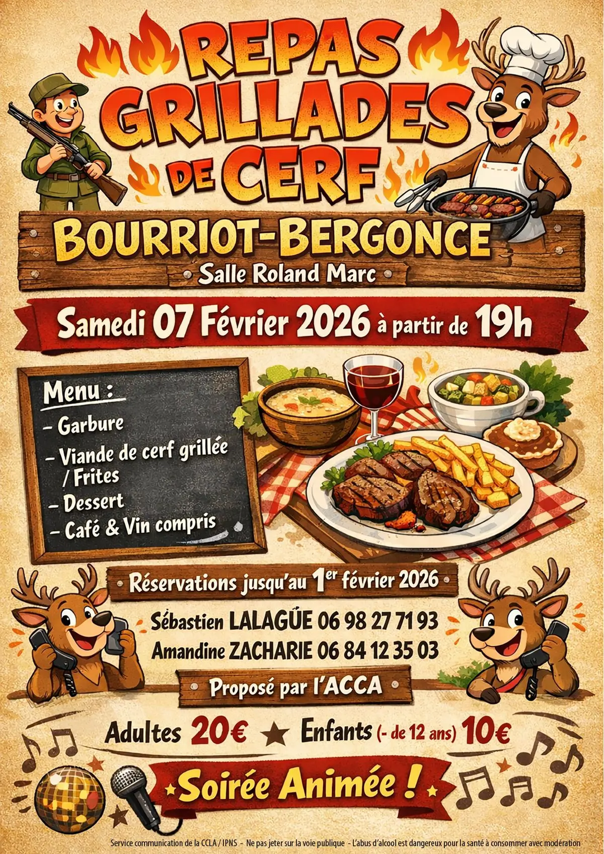Repas grillades de cerf